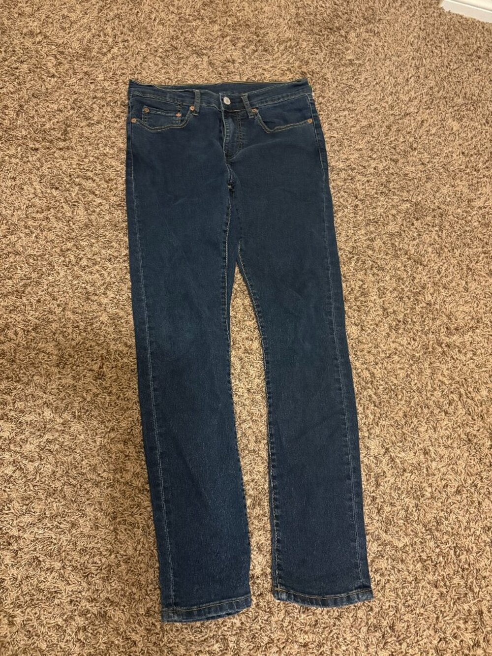 Levi's 510 Skinny Fit Jeans W30 L30 Dark Blue Denim Pockets Zip Fly Premium Tag